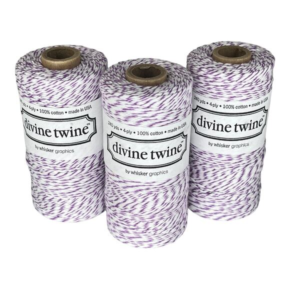 NEW Pack (3) Bakers Twine 100% Cotton 240 Yards, 4 PLY Purple White Stripe NWT - Picture 1 of 5
